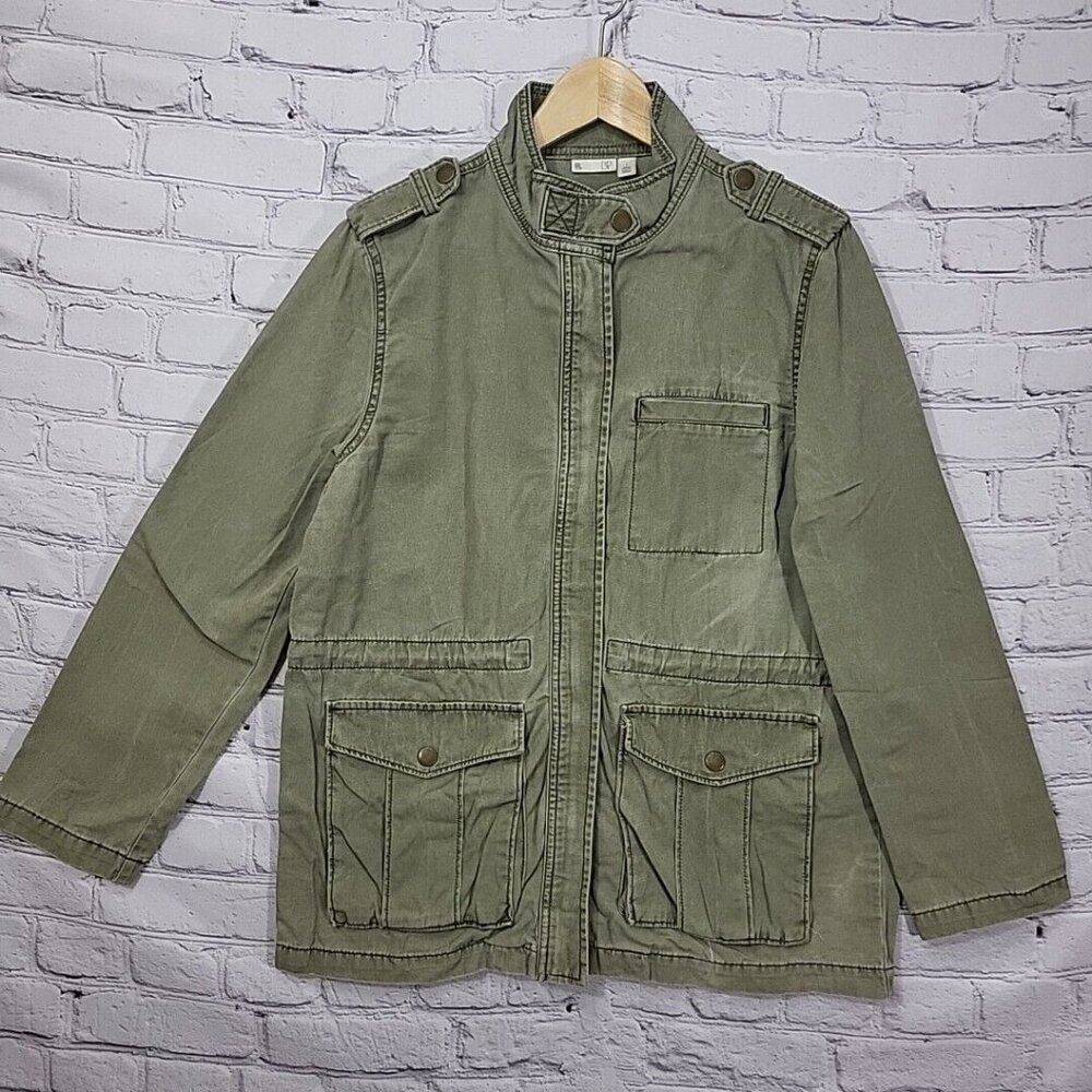 BP Brass Plum Vintage Nordstrom Utility Jacket‎ Womens S Small Army Green Cotton